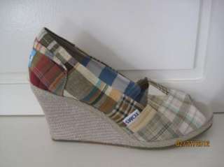 TOMS Madras Rope Sole Espadrille Wedge 6.5  