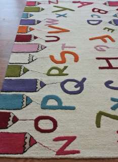 Kids Area Rugs 4x6 Learning Alphabet Wool Carpet  