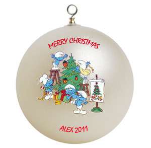 Personalized The Smurfs Custom Christmas Ornament Gift Add Childs Name