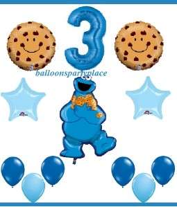 SESAME STREET COOKIE MONSTER third birthday party supplies balloons 
