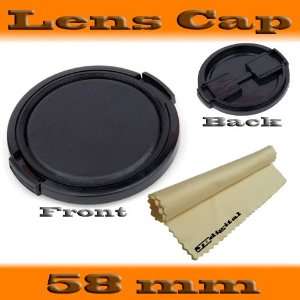58mm Snap on Lens Cap for Canon Nikon Sony Olympus 58mm + Microfiber 
