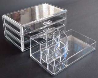 NH1 ACRYLIC LUCITE CLEAR CUBE MAKEUP COSMETIC CASE ORGANIZER  