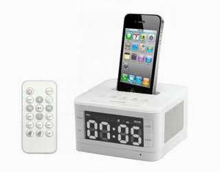 Radio Alarm Clock Speaker Dock Charger fr iPod Touch 4th Iphone 4 4G 