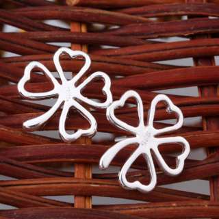 Gorgeous Lucky Clover Style Four Leaf Stud Earrings Sterling Silver 