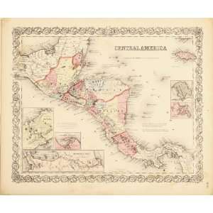  Antique Map of Central America, 1855