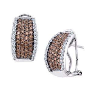   Champagne Diamond Earrings 1.50 Carat (ctw) in 14K White Gold Jewelry