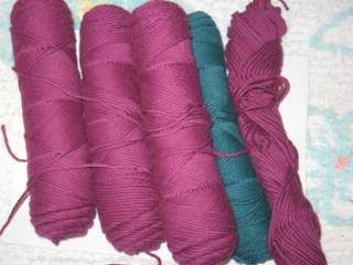 Lot Cotton Yarn Burgundy Green Knitting Crochet Crafts  