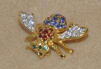 Insect Bumble Bee Rhinestone Brooch Pin Multicolor Mint  