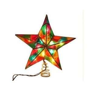   Lighted Multi Color Mosaic Star Christmas Tree Topper   Clear Lights
