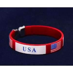  Fabric Bangle Bracelet  Patriotic Ribbon  Adult Size (25 Bracelets 