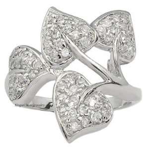   INSPIRED CZ RINGS   Sterling Silver Pave Leaf Cluster CZ Ring Jewelry