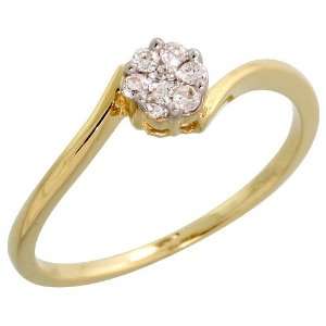 14k Gold Fancy Cluster Diamond Ring, w/ 0.11 Carat Brilliant Cut 