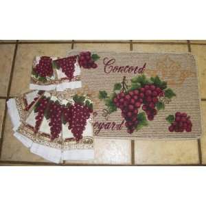  Concord Grape Vineyard 18 x 27 inch kitchen Rug with matching Grape 