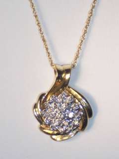 YELLOW GOLD DIAMOND CLUSTER PENDANT AND CHAIN NECKLACE  