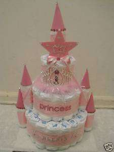 personalized princess castle diaper cake  