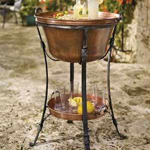 Copper Beverage Tub with Tray   Frontgate Patio, Lawn 