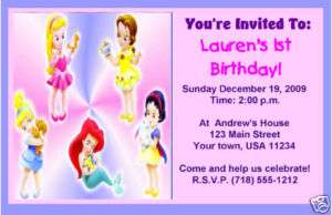 12 Disney Princess Baby Party Invitations w/envelopes  