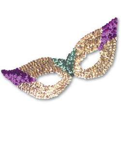  Purple and Gold Sequin Mardi Gras Costume Cat Eye Mask 