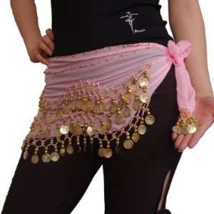  Pink Belly Dance Skirt With gold Coins 