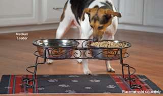   Dog Feeder Scroll Design Double Diner with Stainless Steel Bowls 25627