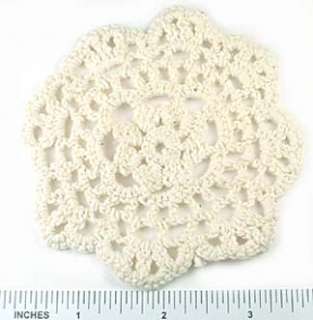 12 Ivory Cotton Crochet Doily Dollies 3.5  