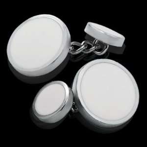  Double White Round Cufflinks 