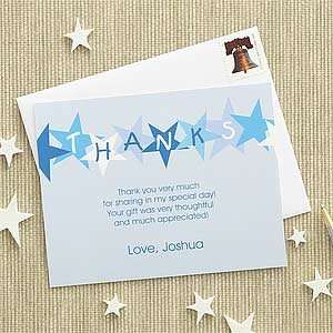  Boys Personalized Thank You Cards   Blue Stars Health 