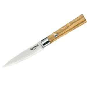   Damascus Paring Fixed Blade Knife with Olive Wood Handles Kitchen