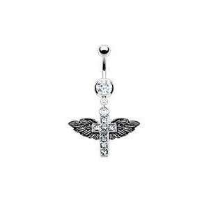  Dangling Cross Belly Button Navel Ring Dangle Jewelry with 