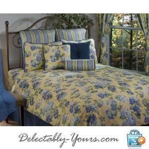   Yellow & Blue Floral 4 Pc Daybed Bedding Comforter Set
