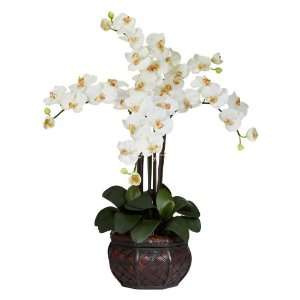   Decorative Vase Silk Flower Arrangement Cream Colors   Silk