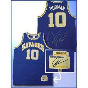 Dennis Rodman Autographed Authentic Savages Blue Jersey