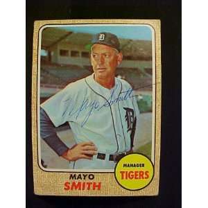 Mayo Smith Detroit Tigers #544 1968 Topps Signed Autographed Baseball 