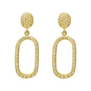    Yossi Harari Maya 24k Gold & Diamond Oval Drop Earrings Jewelry