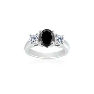   48 Cts Black & 0.20 Cts White Diamond Ring in Platinum 8.5 Jewelry
