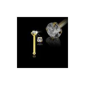  9K Gold Genuine Diamond ball End Nose Pin Body Piercing 