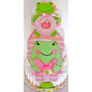  Pink Frog Diaper Cake 4 Tier 