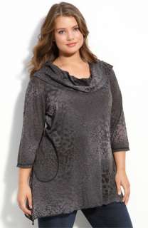 Allen Allen Cowl Neck Burnout Top (Plus)  