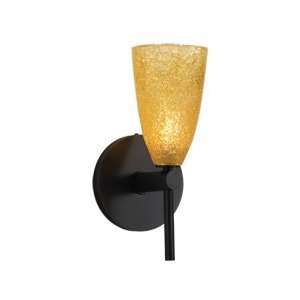  Bronze Finish Single Lamp Wall Sconce With Amber Glass