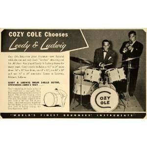  1953 Ad Leedy Ludwig Drums Cozy Cole Armstrong Stars 