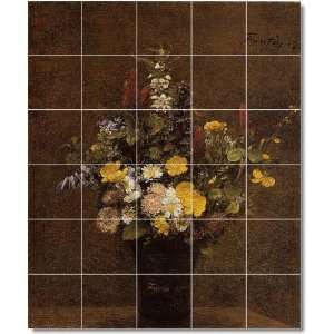 Henri Fantin Latour Flowers Shower Tile Mural 16  21.25x25.5 using 