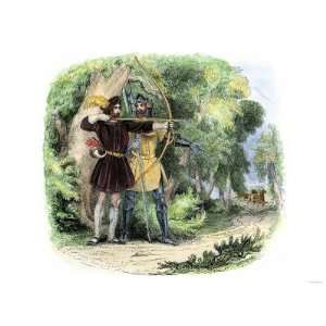  Robin Hood and Little John Hunting Deer in Sherwood Forest 