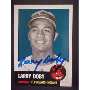 Larry Doby (D) Cleveland Indians #333 1953 Topps Archives Signed 