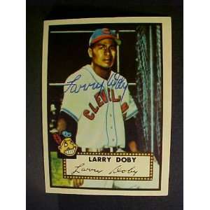Larry Doby Cleveland Indians #243 1952 Topps Reprints Signed Baseball 