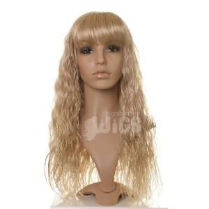  Luxurious Long Blonde 2 tone Crimped Wavy Style Ladies Wig 