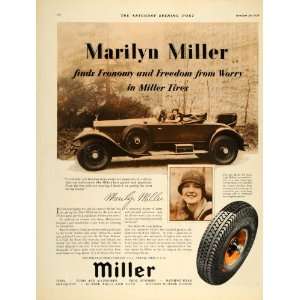  1928 Ad Marilyn Miller Rubber Car Tires 6 Ply Balloon 