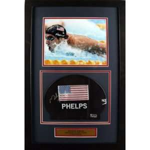 Michael Phelps Team USA Framed Autographed 16x25 Olympic Swim Cap 