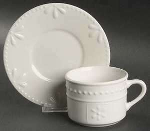 Totally Today White Embossed Fans/Dots Cup & Saucer(s)  