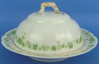 WG&Co Guerin Limoges Embossed Ivy Covered Butter Dish  