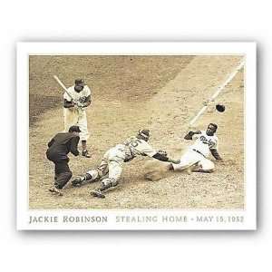 Jackie Robinson Stealing Home May 18, 1952 by Rachel Robinson 28x22 